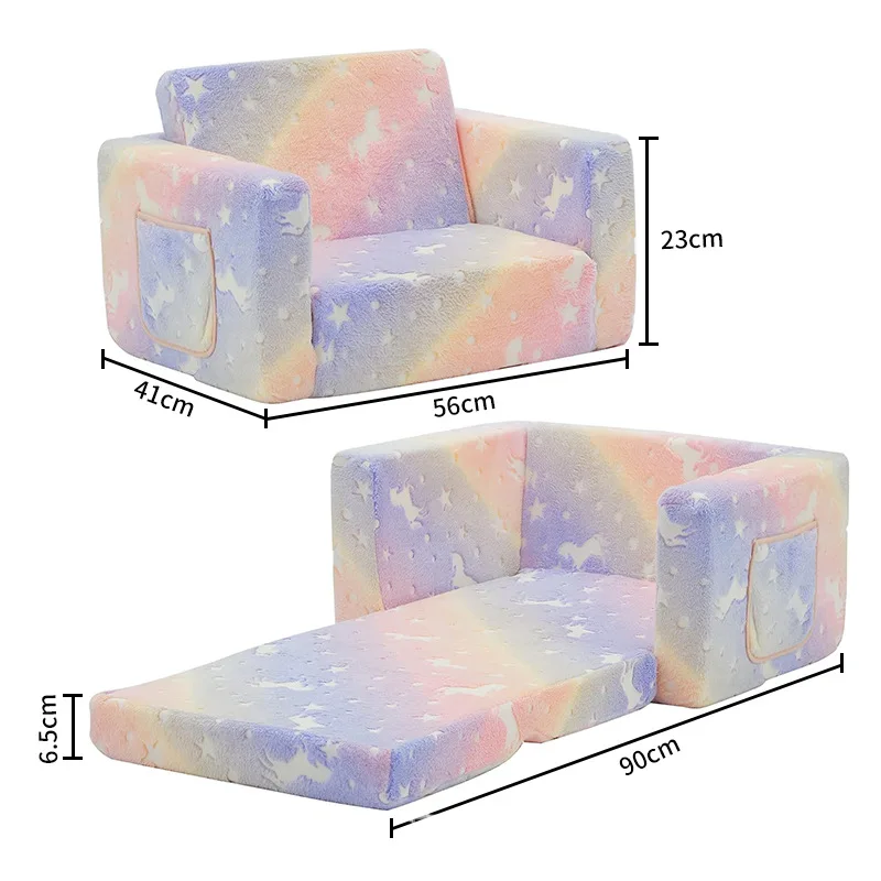 cross-border wholesale flannel foldable luminous cloth sofa baby children reading corner sofa