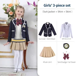 China Wholesale Manufacturer Kids Blazer School Uniform International High Primary Child School Uniform Costume 3-Piece