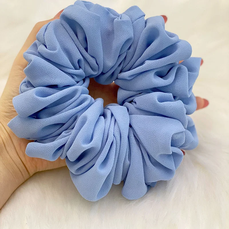 New Women Accessories Chiffon Elastic Hair Bands Volumising Scrunchie Muslim Women Headband Hair Ring Tie Bun Clip Hijab Scarf