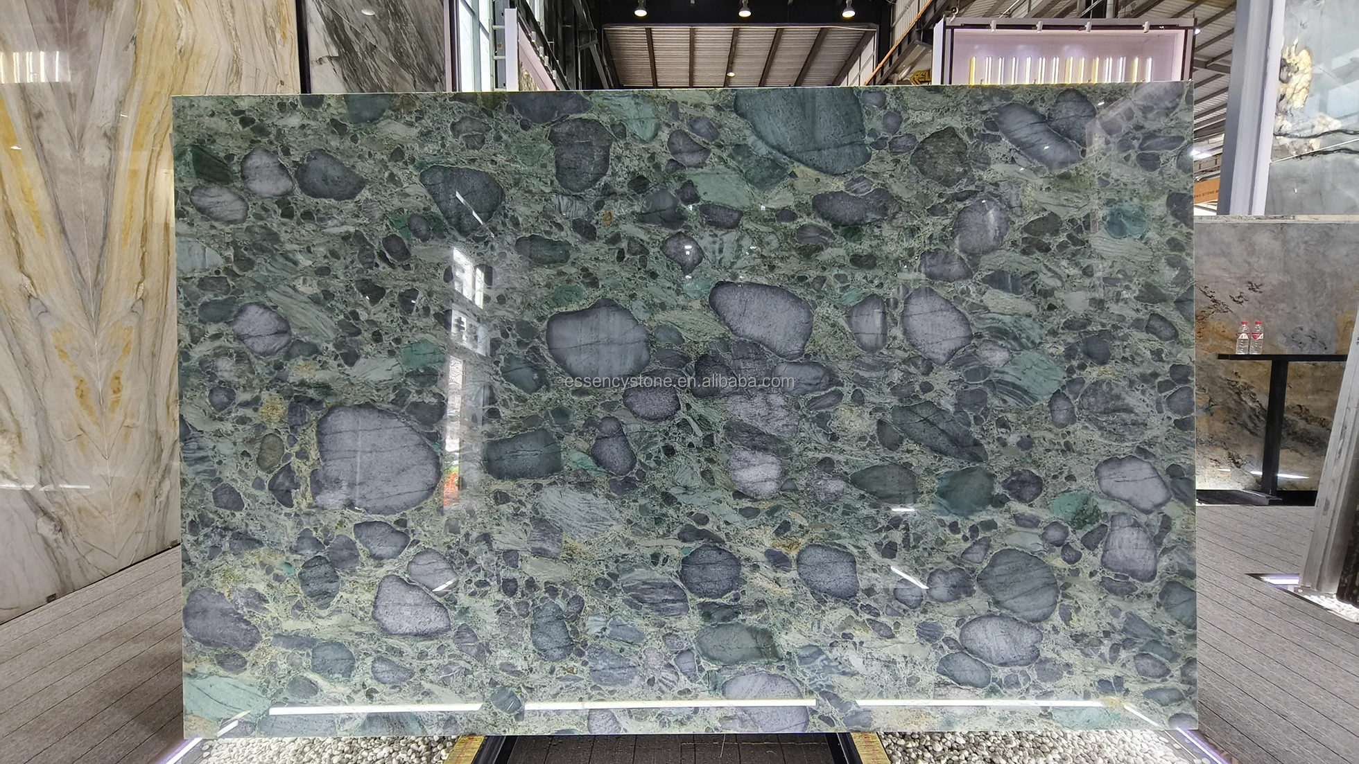 Natural Emerald Green Granite 2cm Big Slabs verde Marinace Luminous Marble Slab Mardi Gras
