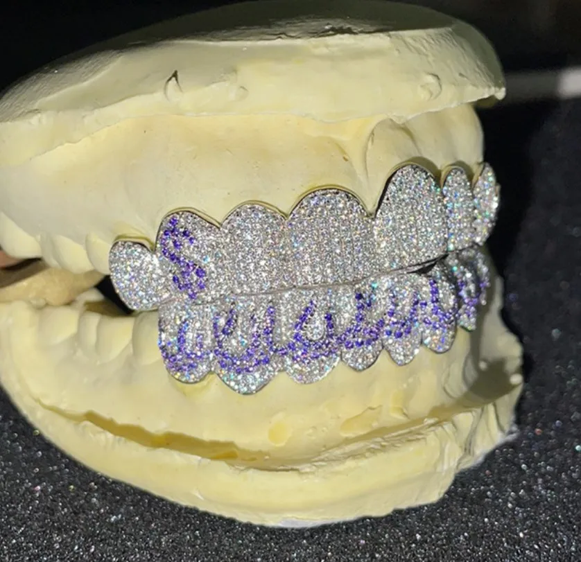 Hop ficed Out S925 стерлингового серебра Grillz Custom VVS Moissanite Diamond