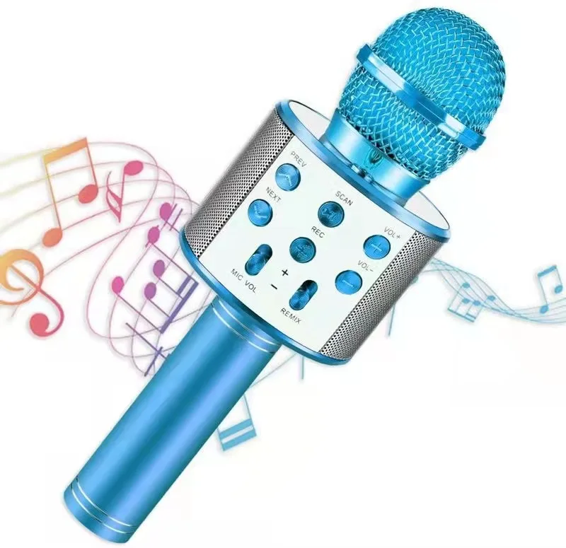 Karaoke Microphone with Controllable LED Lights Portable Handheld Speaker Machine Birthday Home Party for All