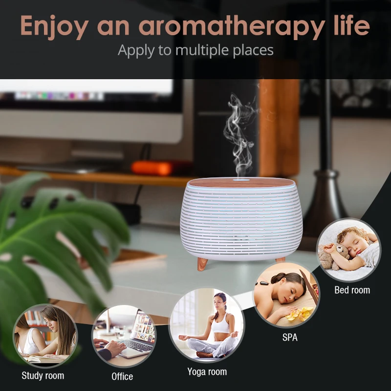 New BPA Free 400ml Ultrasonic Vaporizer Diffuser for Essential Oil,Hollow-Carved Aromatherapy Diffuser Cool Mist Humidifier