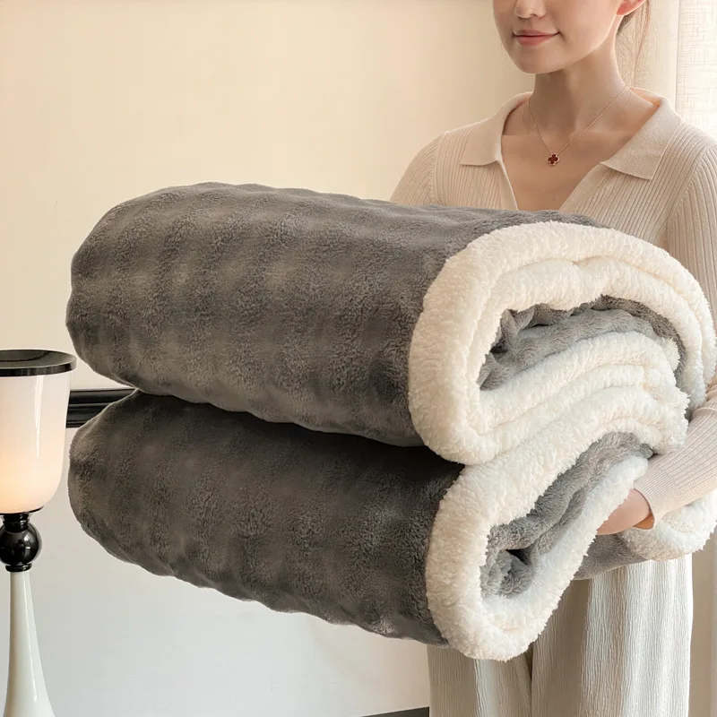 Double thick warm bubble rabbit fleece blanket