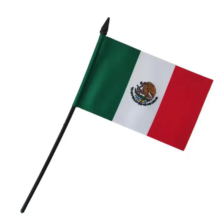 10*15cm manufacture offer Mexico small flag hand held flag double side hand waving flag