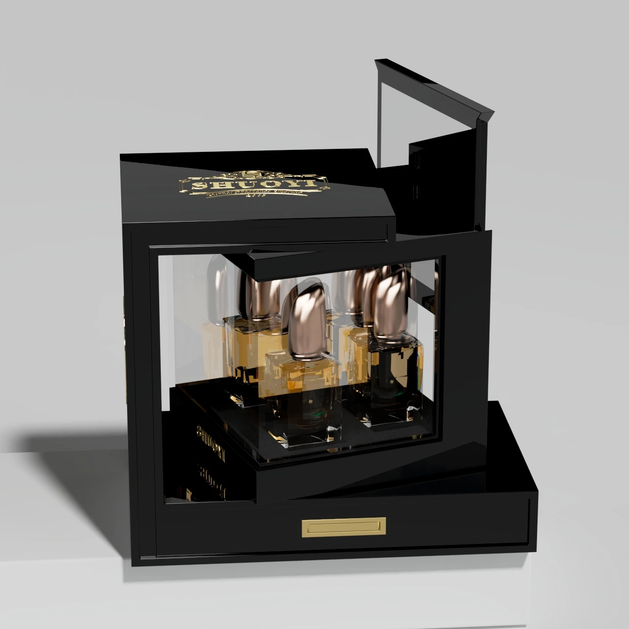 Factory High Quality Design perfume wooden box Dubai black box perfume Luxulry packaging box