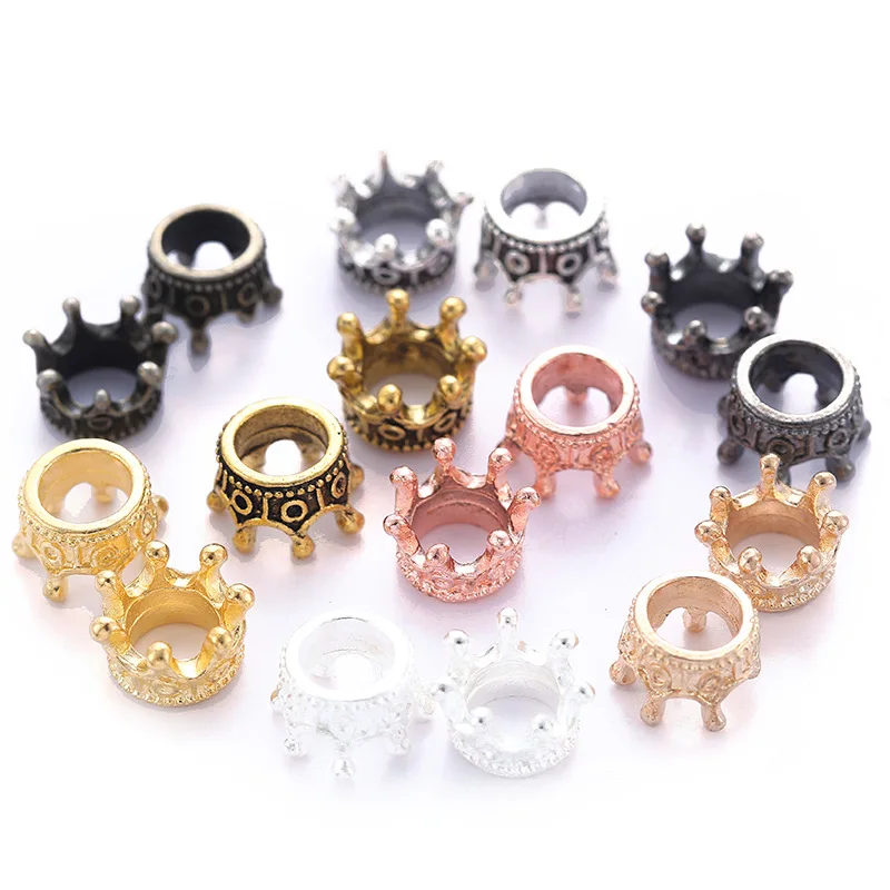 YuenZ 20pcs/bag Alloy Loose Spacer Bead Gold Silver Crown Beads for Jewelry Making DIY Bracelet Handmade Accessories 7x10mm N234