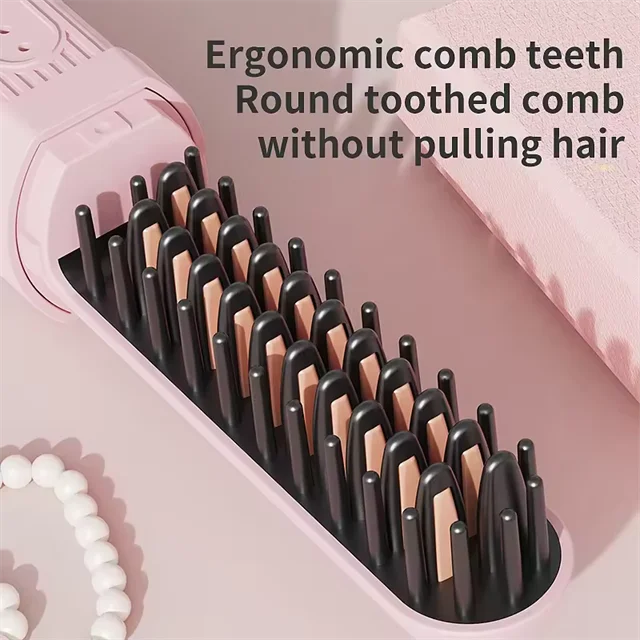 WF OEM Mini Electric Hair Straightening Comb USB Rechargeable Portable Hair Straightening Brush Cordless Hair Straightener Comb