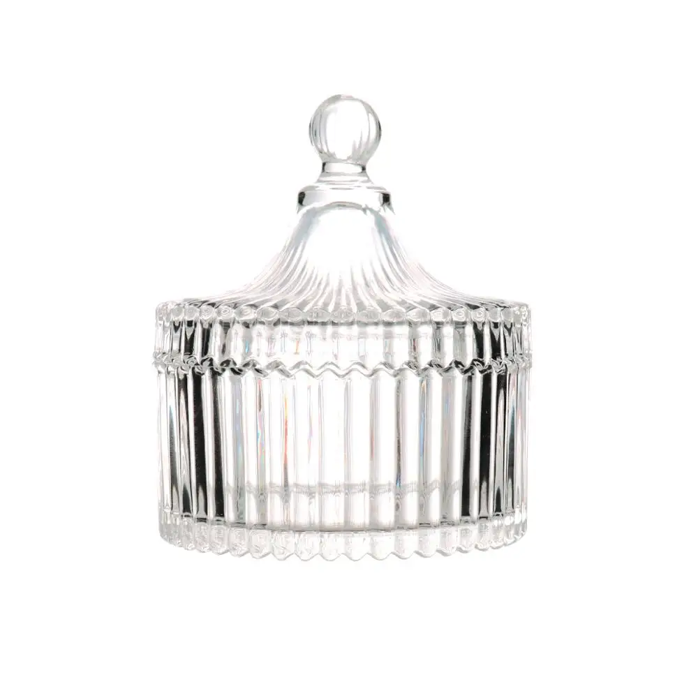 Wholesale high quality candle container with lids black beauty wedding decorative candy bowl glass candy jar set with lid