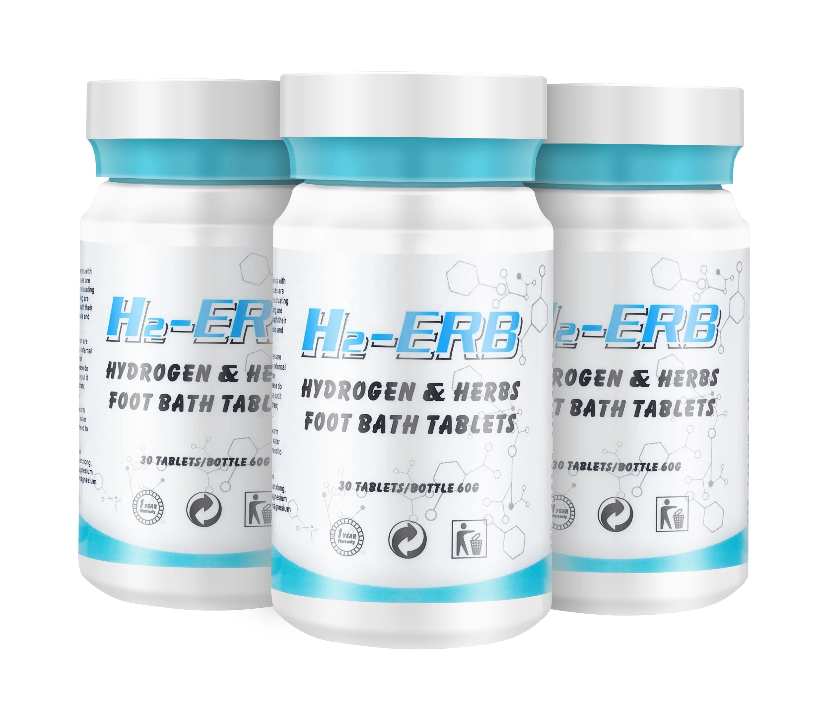 H2-ERB нано водородные травяные водные столы 10ppm для ванны для ног красоты спа-салона для снятия грибка 30 шт./флакон