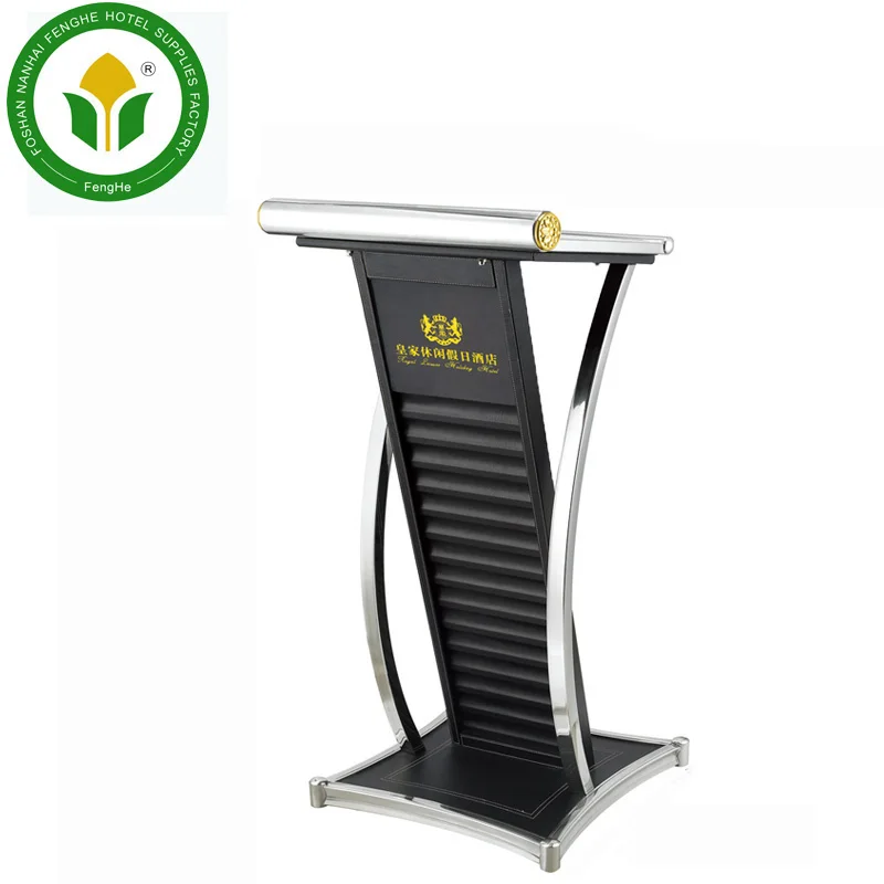 Hotel golden metal rostrum speech lectern church podium
