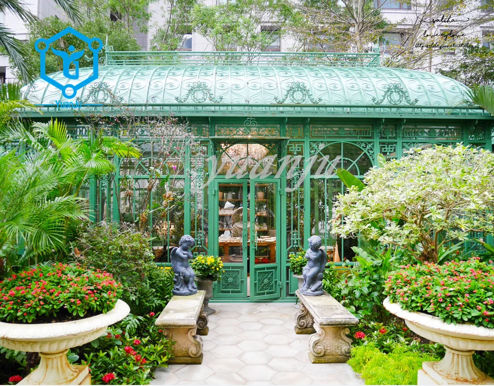 Wrought Iron Victorian Gazebo outdoor Steel Metal Garden Glass Pavilion Wedding Conservatory Greenhouse Commercial Glasshouse