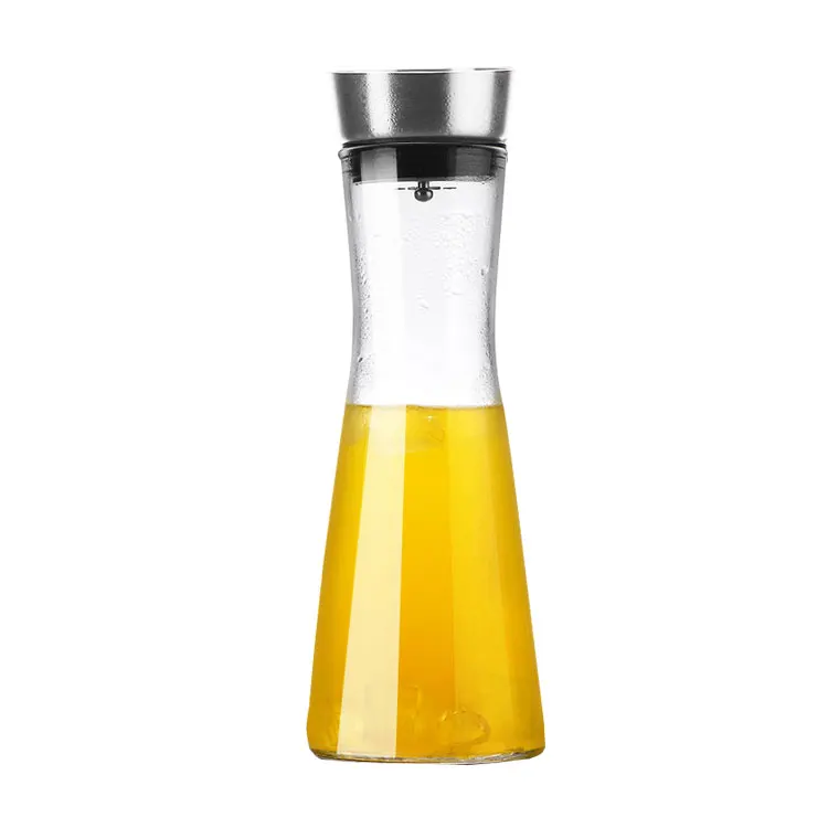 Hot sale borosilicate glass water pitcher cold and hot resistant water glass teapot with stainless teel  lid