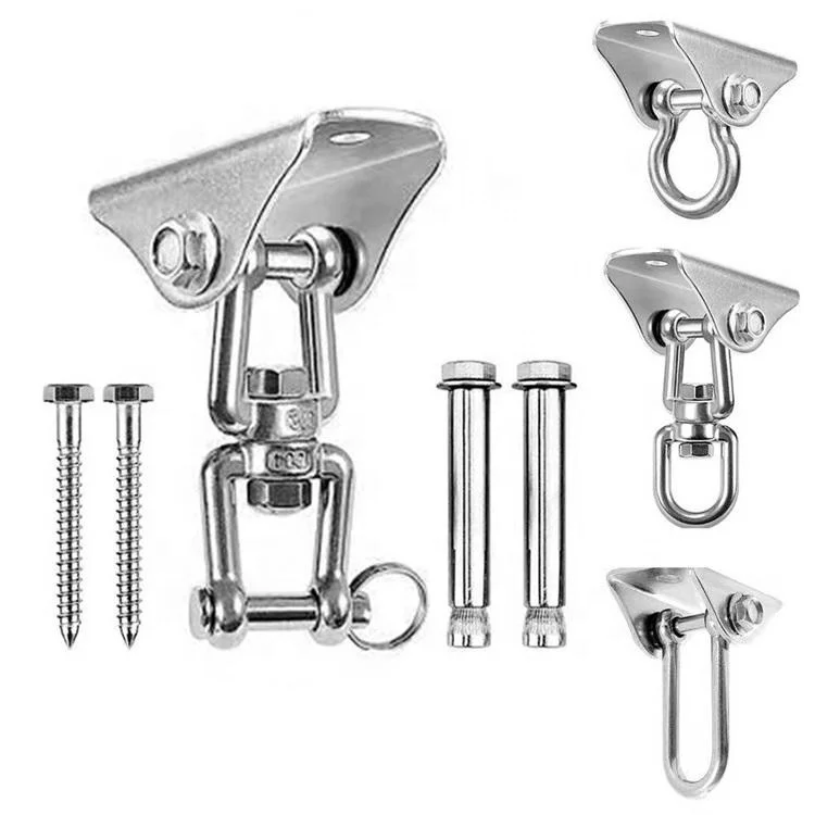 Heavy Duty 360 Swivel Swing Hangers Openable Stainless Steel Snap Hook for Ceiling Wood Porch Rigging Hardware