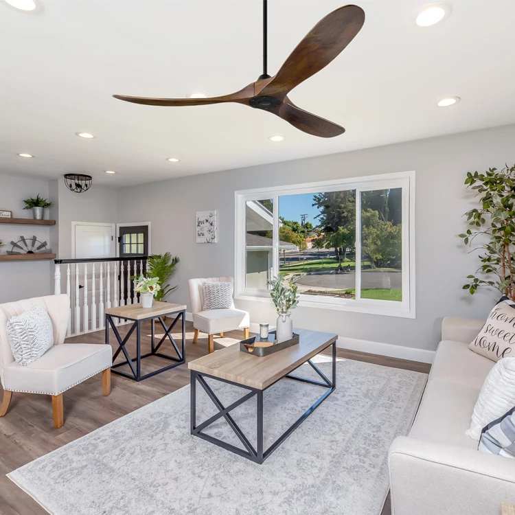 China Ceiling Fan Cheap Shipping 60 inch Modern Luxury Indoor Vintage Wood Blade Ceiling Fans Without Lights 2020