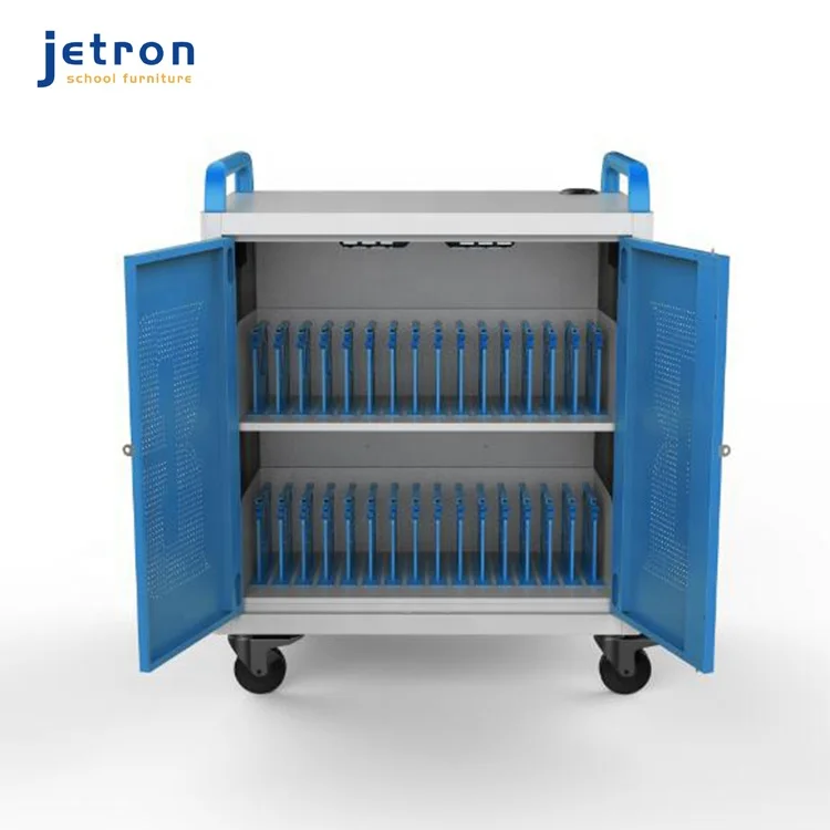 Oem 30 Bays Ipad/laptop Charging Cart With Wheel,Double Door AC Charge Cart