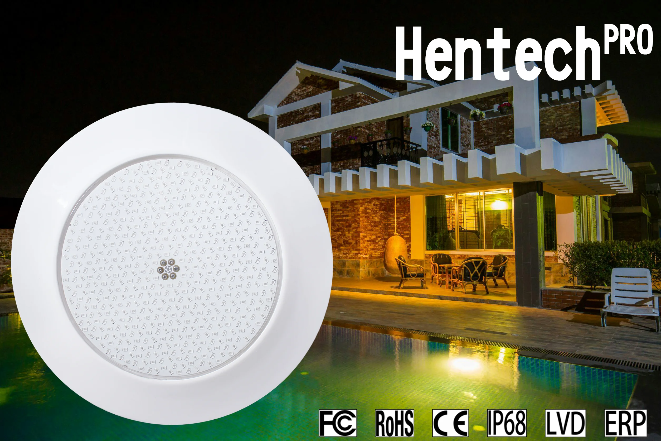 Hentech White/rgb Underwater LED Swimming Pool Light IP68 Waterproof Outdoor Led Bulb PC IP 68 Underwater LED Lighting P 90 3300