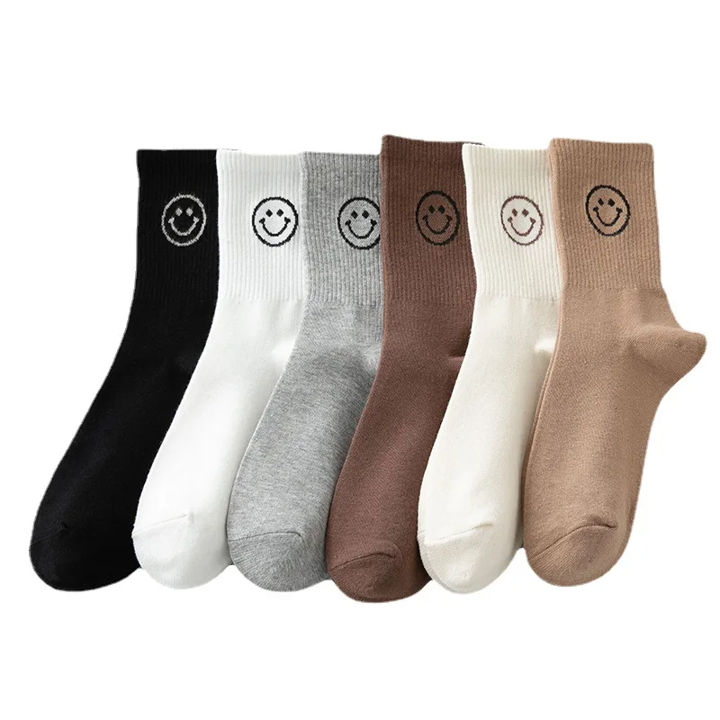 Black and white cotton socks high rib fresh college style high tube socks