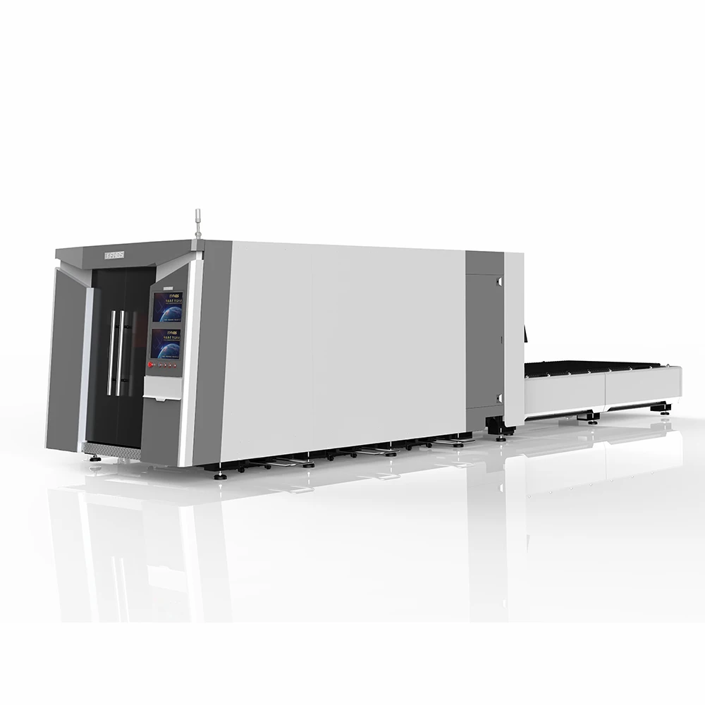 
FHBS 2000W stainless steel whole cover fiber laser cutting machine in white and black with exchange platforms 