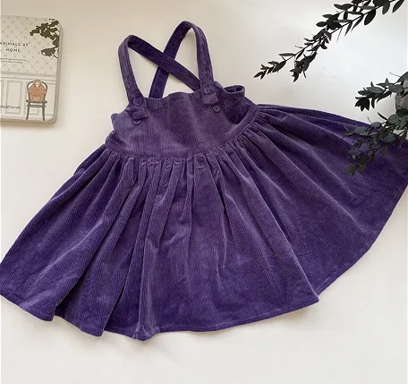 Autumn Winter Collection High Quality Solid Corduroy Midi Dress Baby Girls Comfortable Fashionable Plus Size Sweet Hot Selling