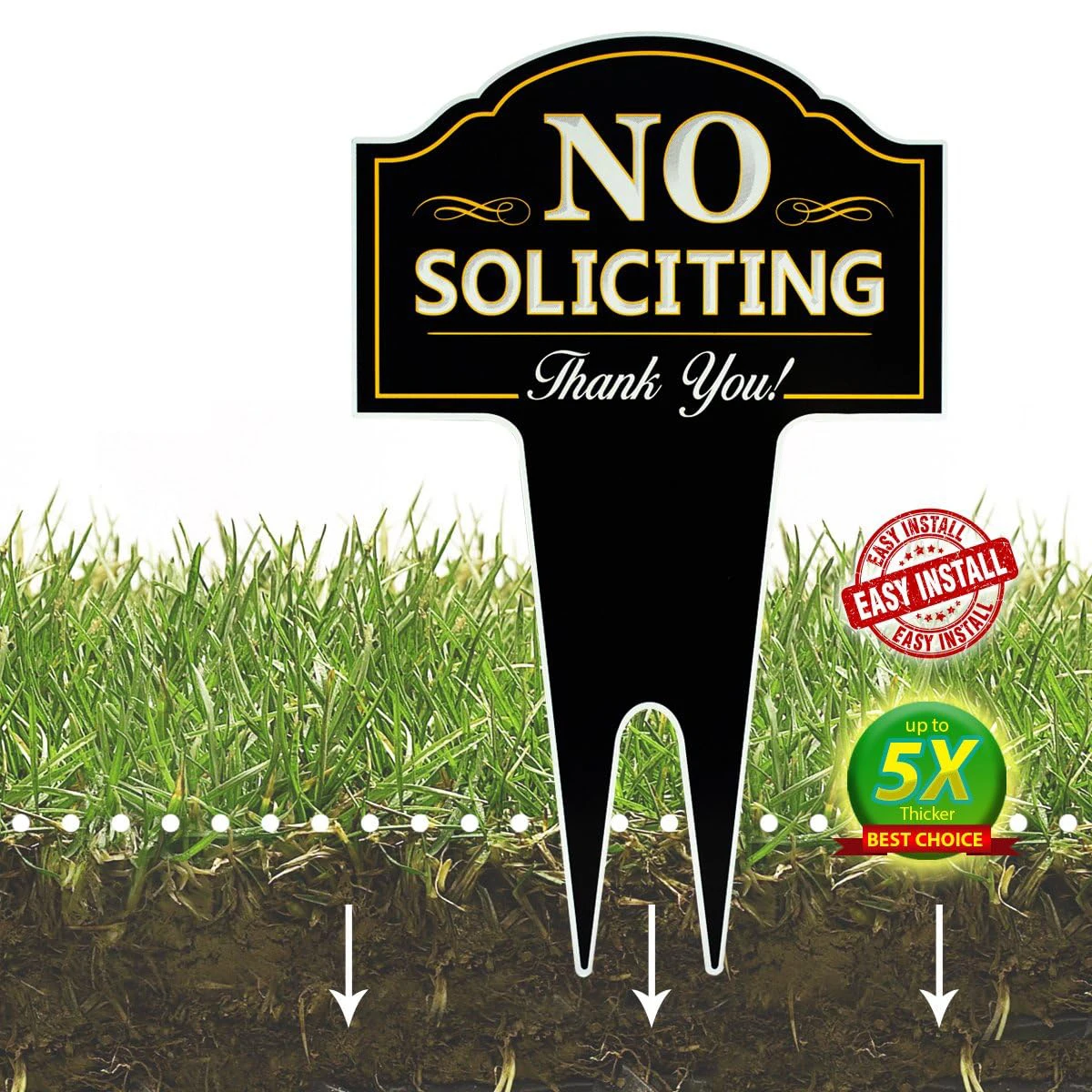 Custom Heavy Duty Garden Plaque Metal Indoor/Outdoor Sign No Soliciting Sign with Stake for Yard