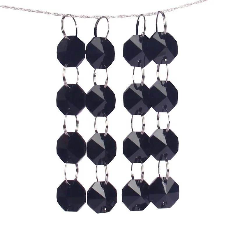 
Nice 14mm Black Machine Cutting Crystal Faceted glass trimming beads for Chandelier Decoration 