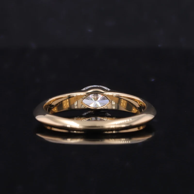 Starsgem Women 18K Yellow Gold Ring Half Bezel Setting Marquise Cut Lab Grown Diamond Engagement Rings