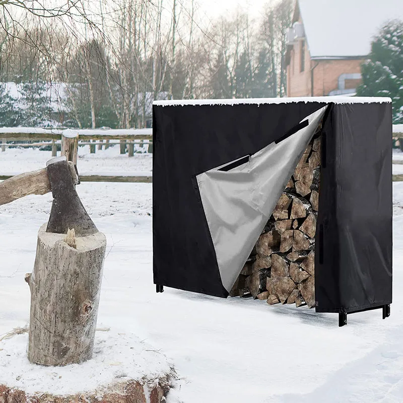 Heavy Duty Firewood Log Rack Cover 420D Oxford Waterproof All-Weather Outdoor Protection for Firewood Rack Cover