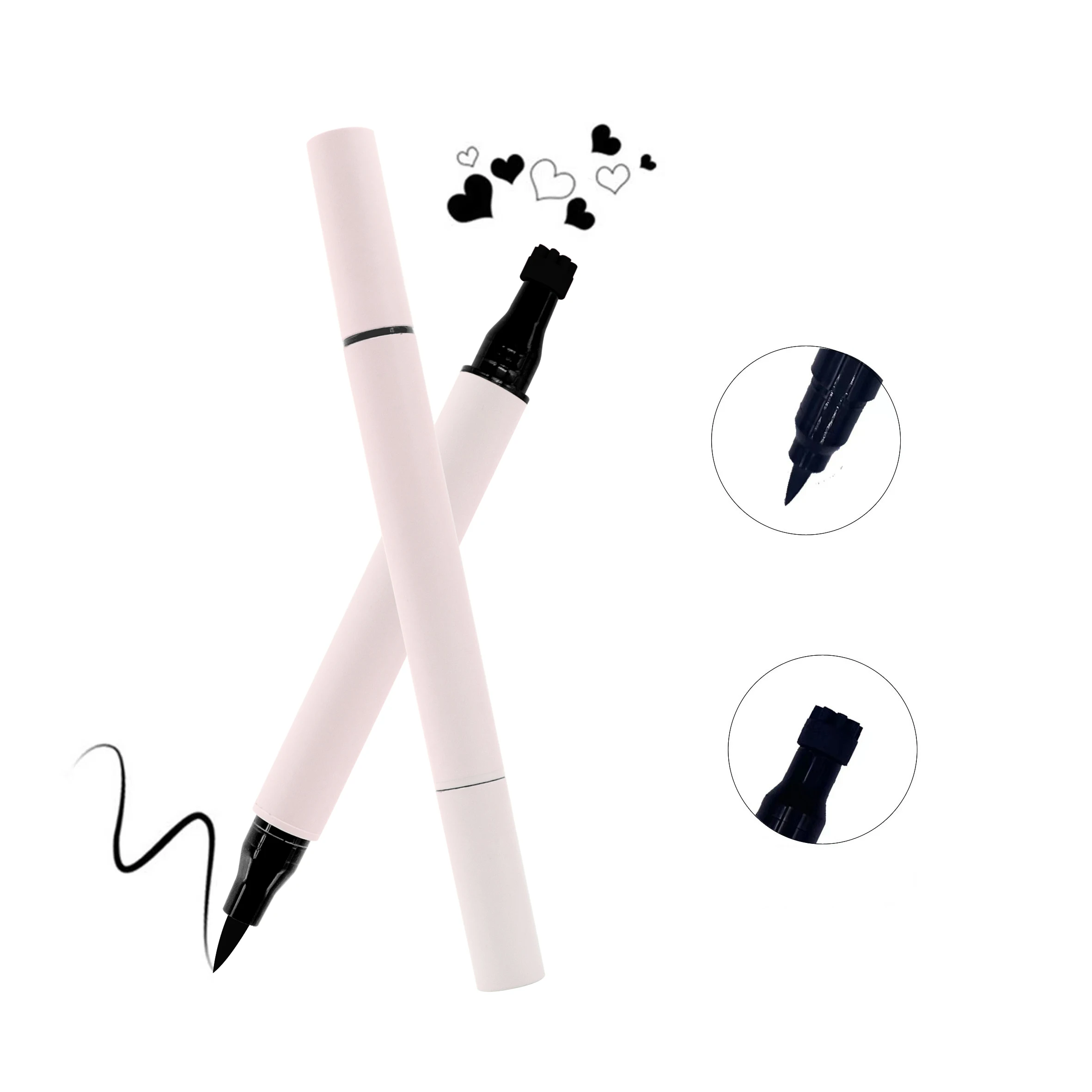 OEM Double-Head Eyeliner Pen Waterproof Winged Eyeliner Stamp Quick Dry Long-Lasting Star EyeLiner with Heart Design for Makeup