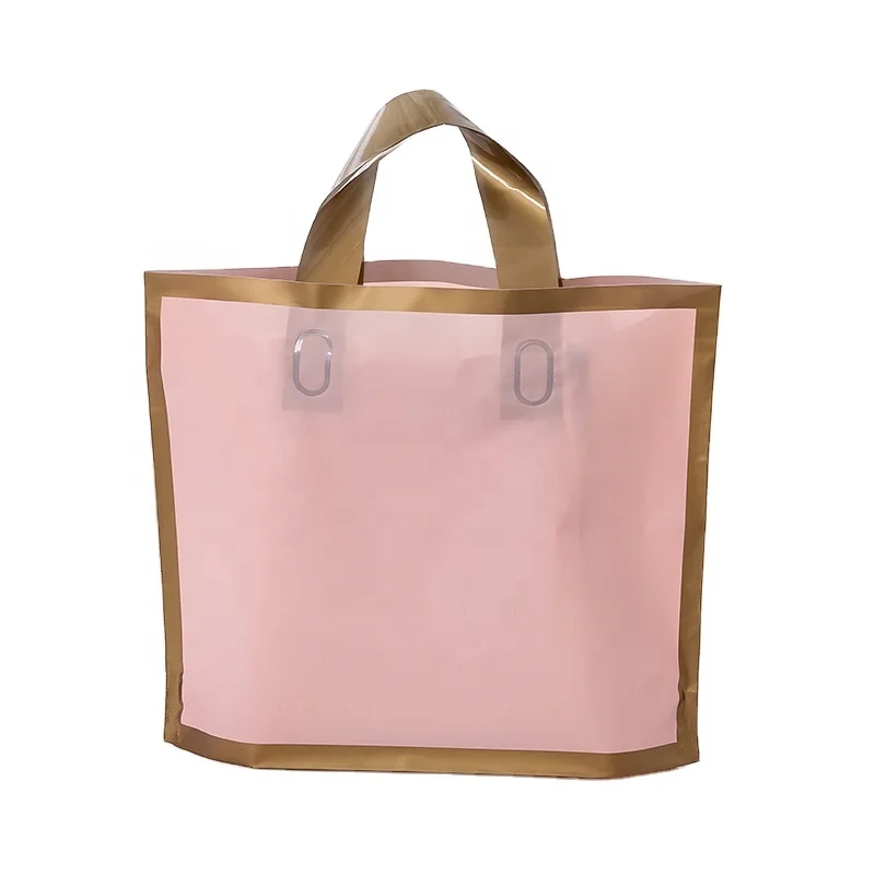 EVA frosted  plastic soft loop shopping carry poly gift promotion retailer tote bags for garments grocery beauty shop