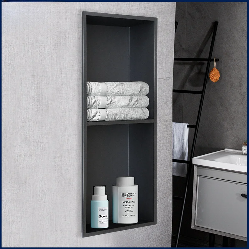 Fan Da Modern Stainless Steel Wall-Mounted Built-In Display Cabinet Wall Niche Layered Partition Shelf Rack Storage Hollow Wall