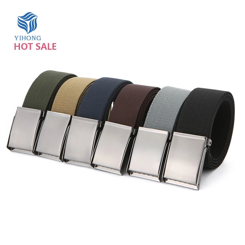 for 2022 Wholesale Luxury Fashion Lady Casual Custom Outdoor Flap Men Women Nylon Fabric Canvas Iron Buckle Belt