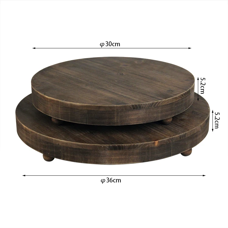 Round Mountain Wood Tray Custom Decorative Wooden Trays Home Decoration with Hexagonal Base