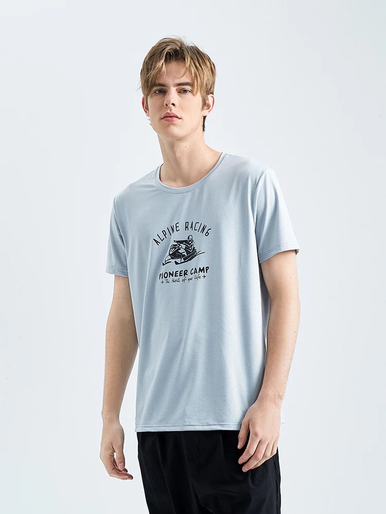 men quick-drying Sport running Casual t-shirt with a pattern Fitness mesh moisture wicking short sleeve male t-shirt