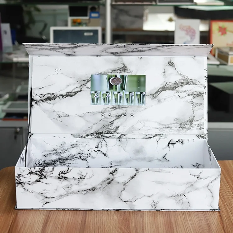 Best price customized jewel watch flower video case 7 inch LCD display cosmetics box for birthday gift set anniversary