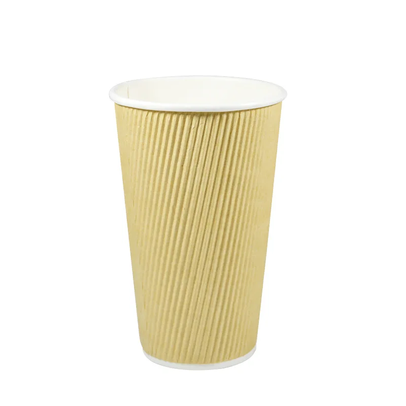 Disposable degradable PLA/PE 4oz  8oz Paper Cups for Espresso Coffee Tea Water ripple wall paper cups
