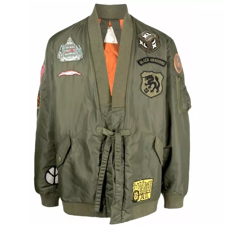Designer Outdoor Patchwork Aviator Jacket For Men Custom Patchwork Patch Bomber Varsity Flight Jacket