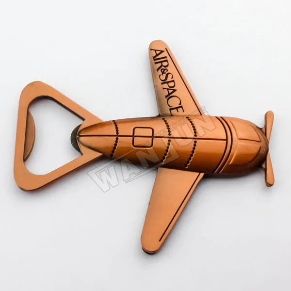 Factory Personalized Openers Custom 3D Plane Copper Metal Airplane Souvenir Bottle Opener wedding Airplane
