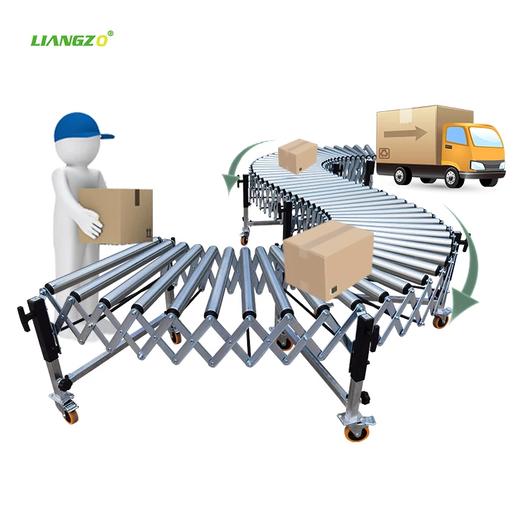LIANGZO Manual Gravity Flexible Expandable Roller Conveyor for Unloading