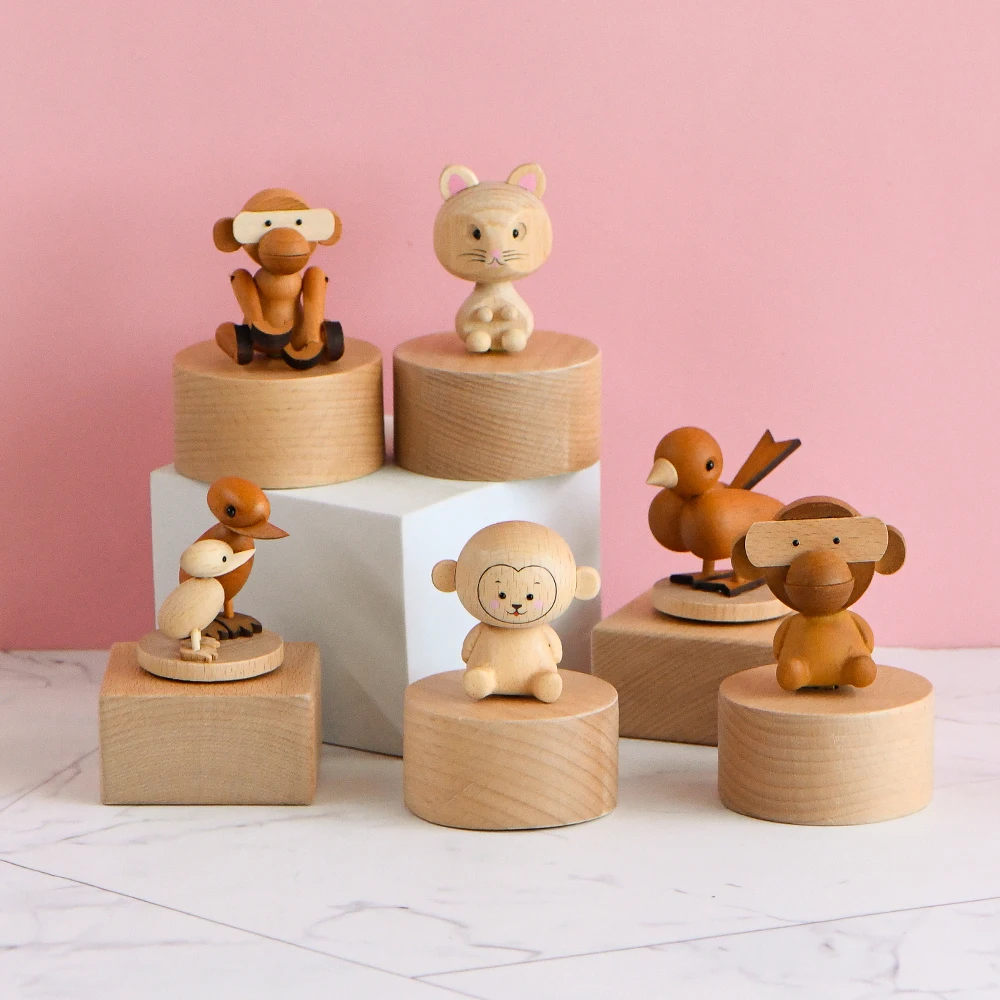 Мелодия мелодия креативная Веселая круглая Высококачественная Оптовая продажа деревянная игрушечная музыкальная шкатулка для детей