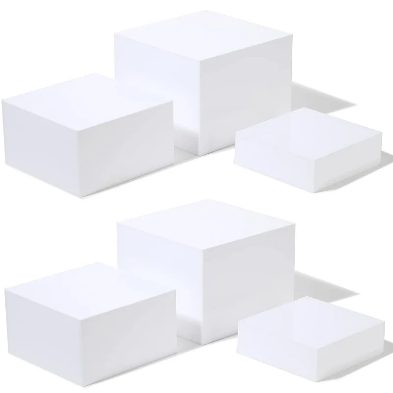 Set of 3 Glossy white Acrylic Cube Display  Risers with Hollow Bottoms for display only