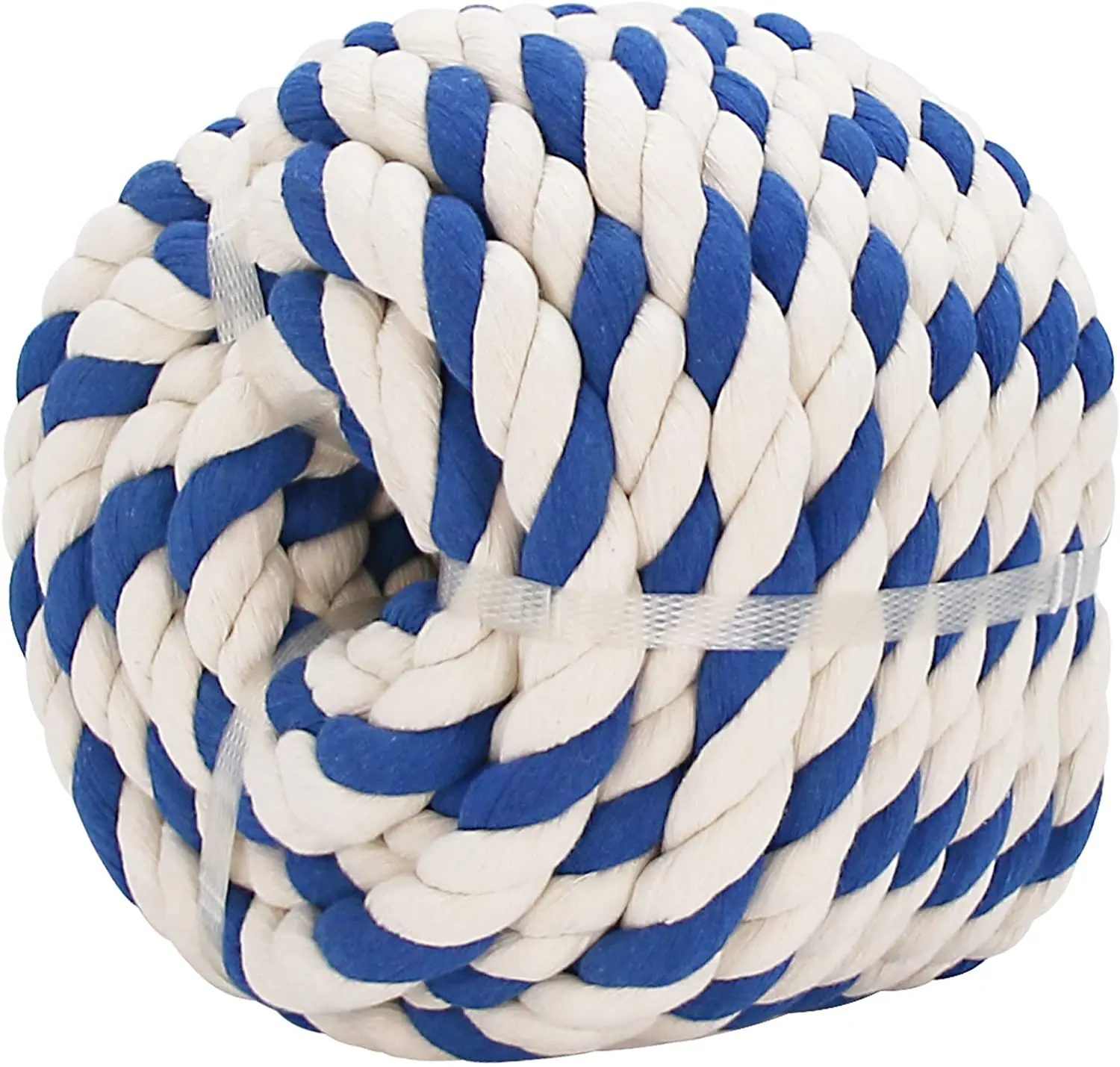 Customized Premium Macrame Yarn Decor Blue White Colored Thick Soft 3 Strand Twisted Cotton Rope