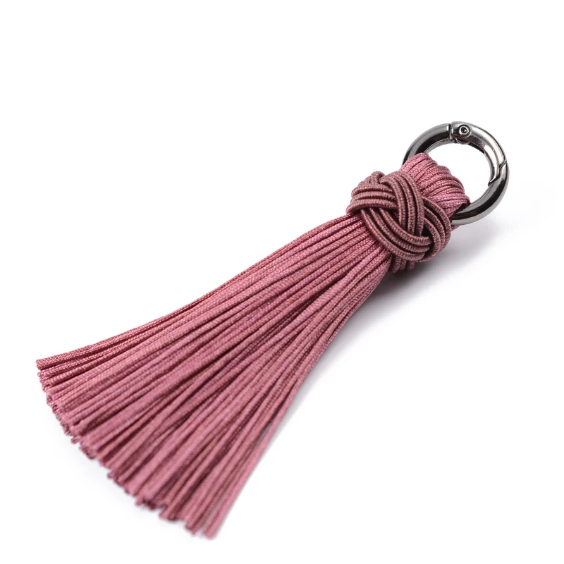 LONGJIE wholesales 10 colors 80mm  metal loop polyester keychain decorative tassel for key chain