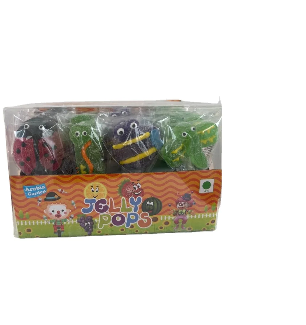 Insect series Cartoon shaped fruity juice flavor Soft Jelly Pop Lollipop Candy Sweet Confectionery