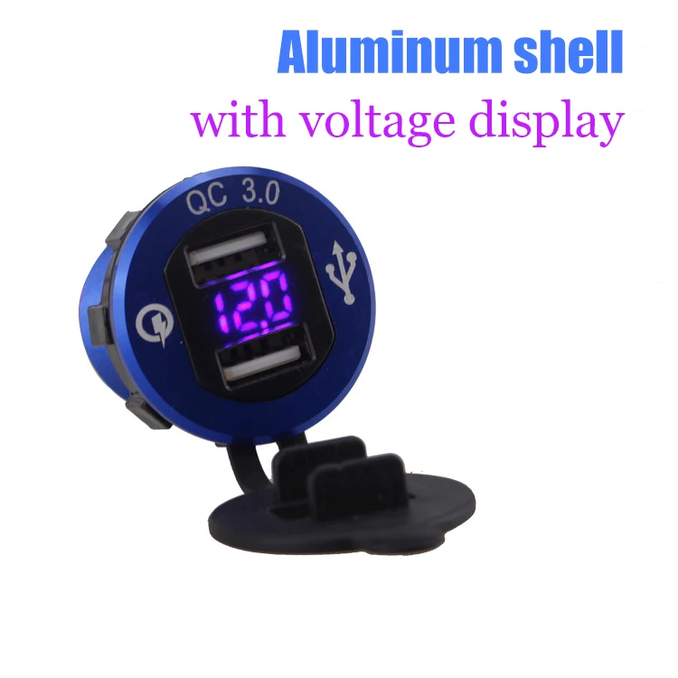 Car and motorcycle modified USB charger mobile phone tablet QC3.0 metal fast charging car charger