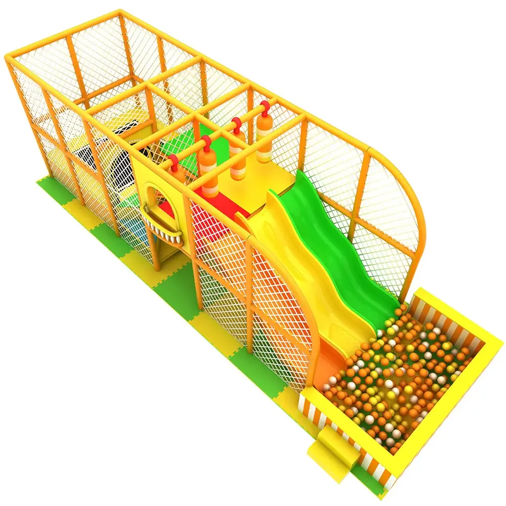 QiaoQiao  baby home Leisure Activity Indoor Playground Trampoline play set  kids playroom soft play maze with Slide & Ball Pit