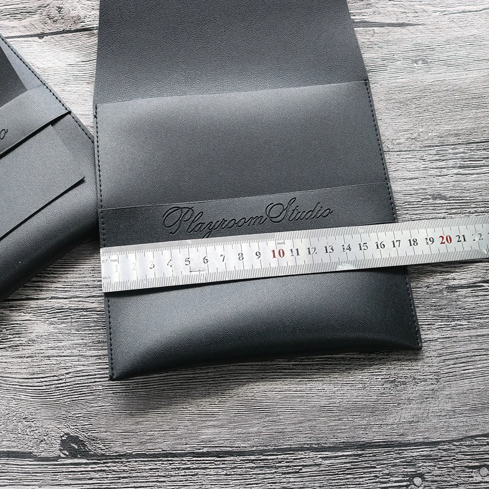 Leather Stationery Bag Pencil Case with Tuck in Flap