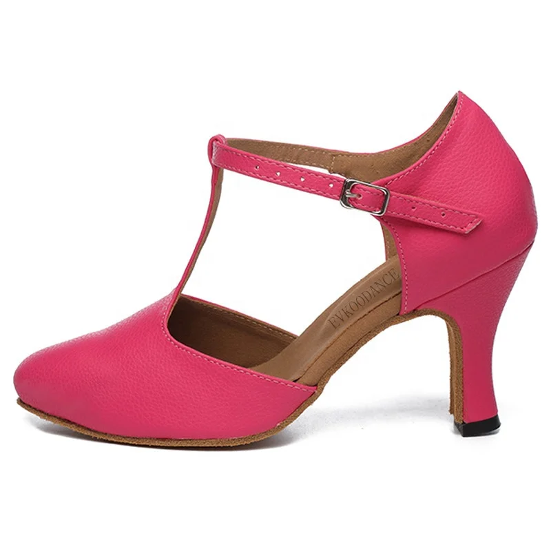 New Arrival Fashion 7.0cm Heel Pink Rose Vegan Lady Professional Latin Ballroom Salsa Soft Women Dancing Shoes