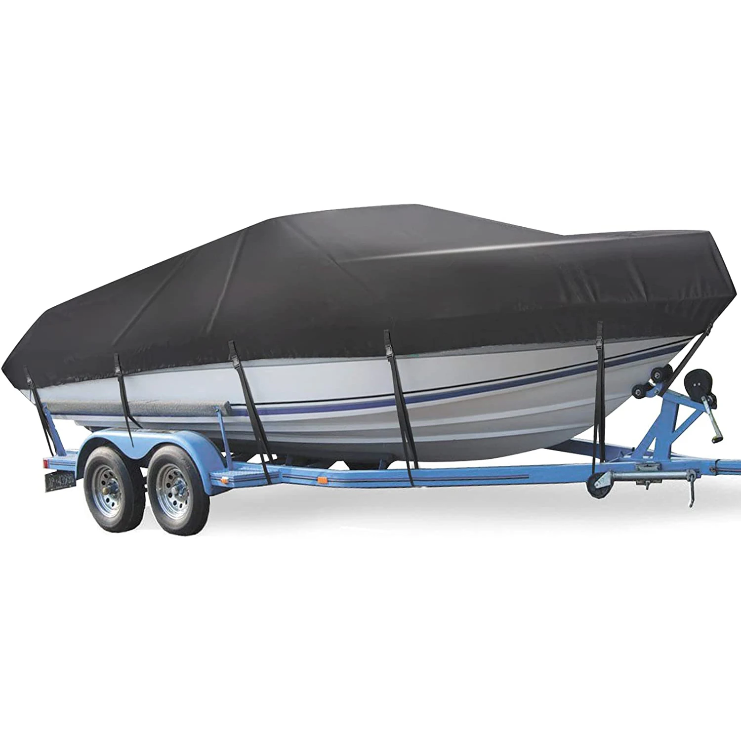 Heavy duty waterproof tractor cover, UV resistant marine class porthole compatible bass boat, V-hull fishing runway boat