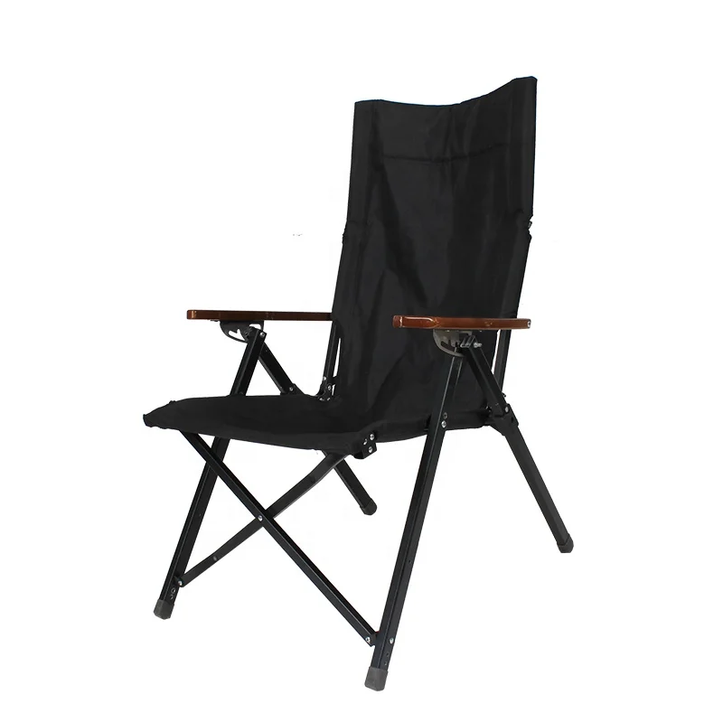 Wholesale Outdoor Adjustable Camping Chairs Folding Portable Beach Chair Aluminum Alloy Fishing Chair With Wood Handle